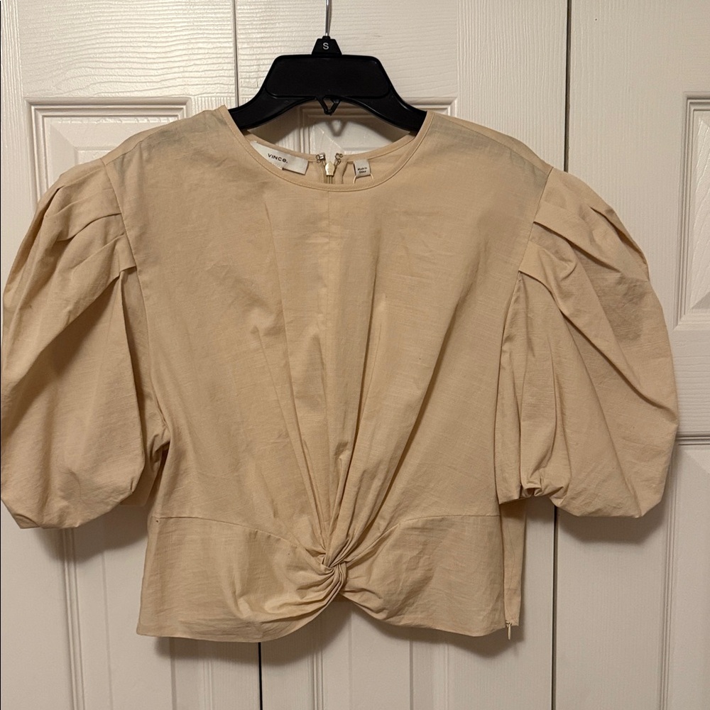 Vince Beige Puff Sleeve Blouse